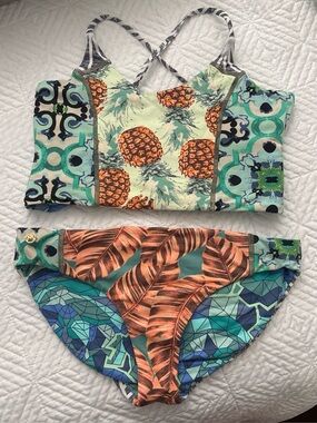 MAAJI Tropical Print Bikini Set - Mint, Orange, Teal